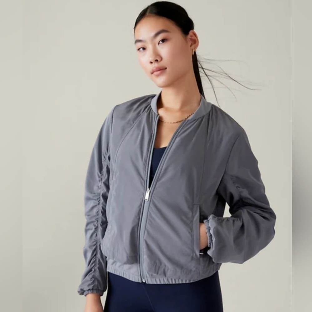 Athleta Women’s Wayfarer Bomber Jacket Coastline Blue size large
